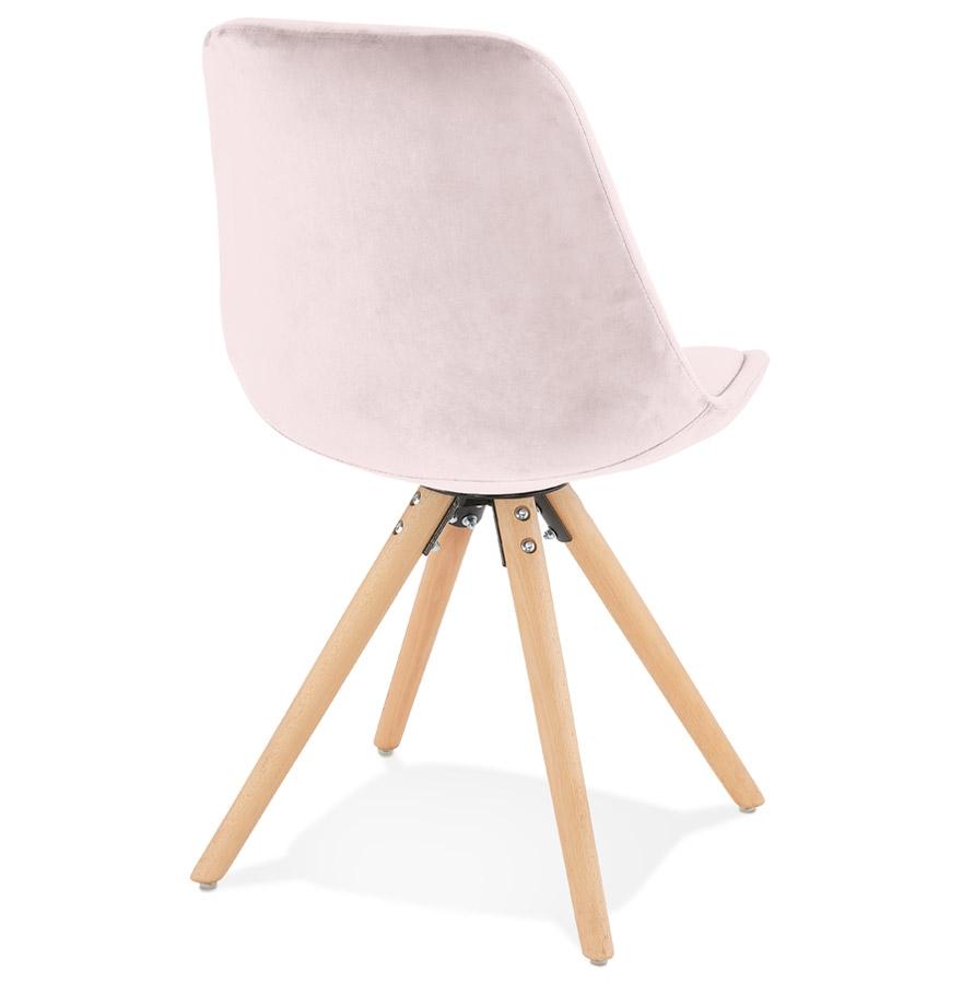 Kokoon Design Vintage 'RICKY' Chair In Pink Velvet And Natural Wood Legs