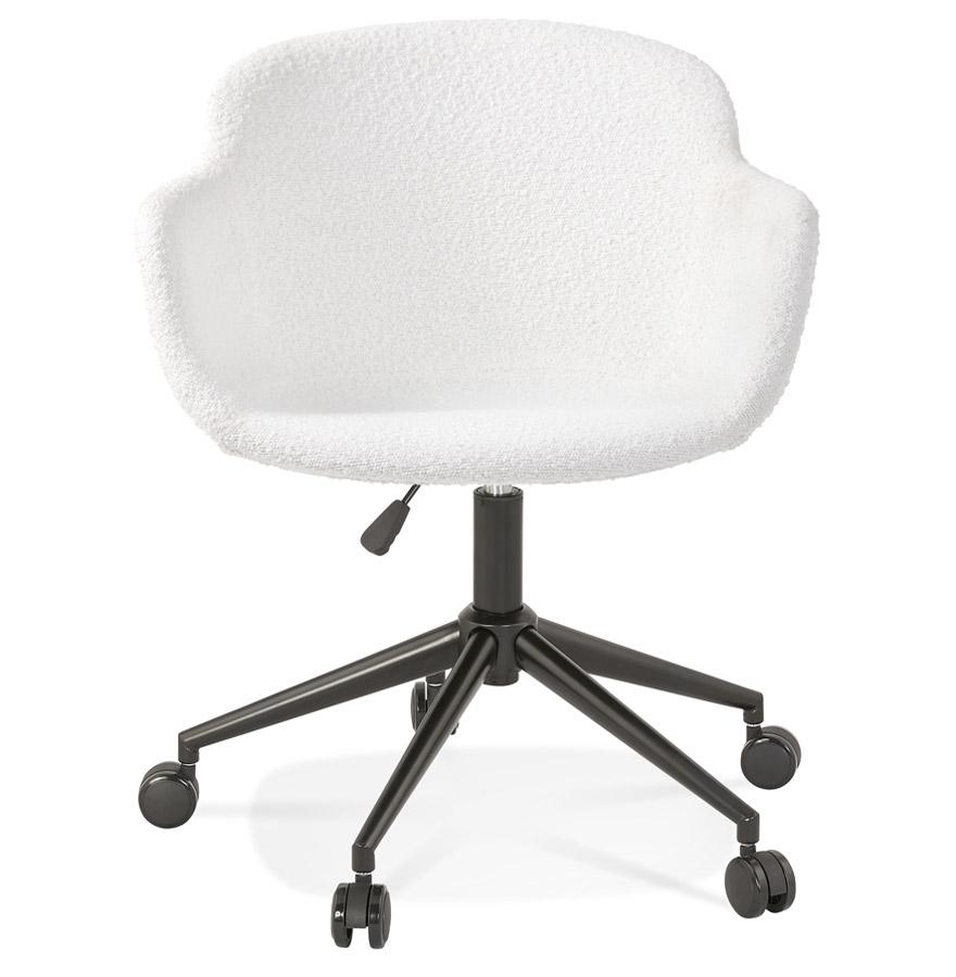 Kokoon Design VIVIANE' Swivel Office Chair In White Bouclé Fabric On Casters