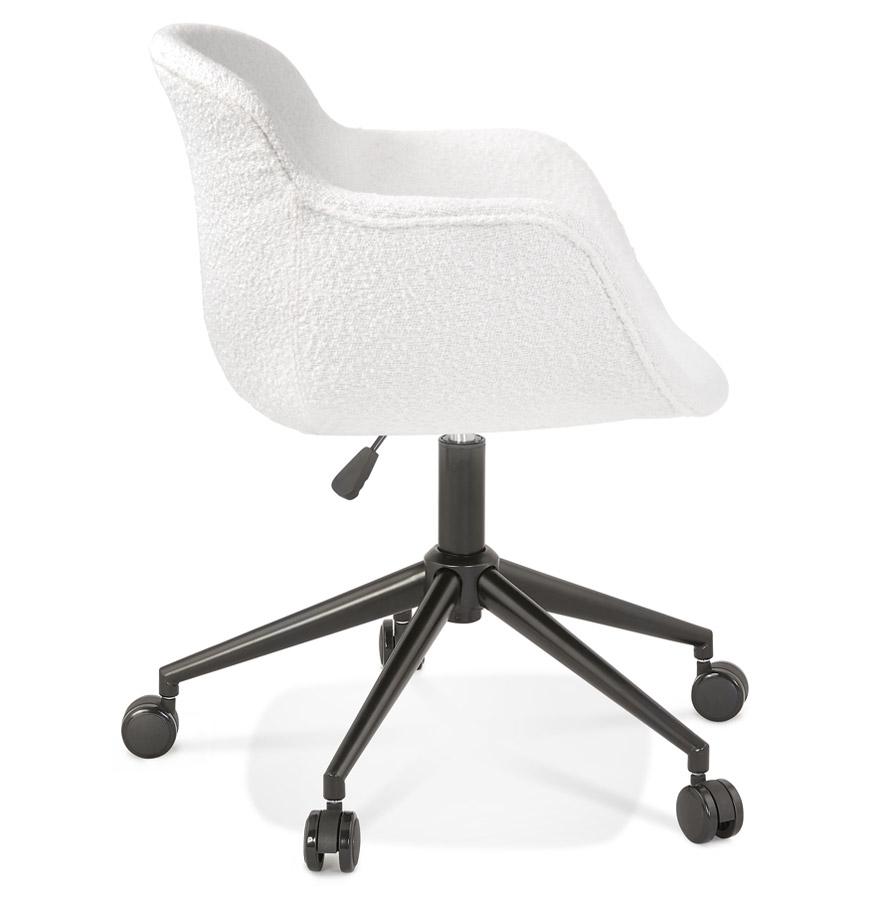 Kokoon Design VIVIANE' Swivel Office Chair In White Bouclé Fabric On Casters