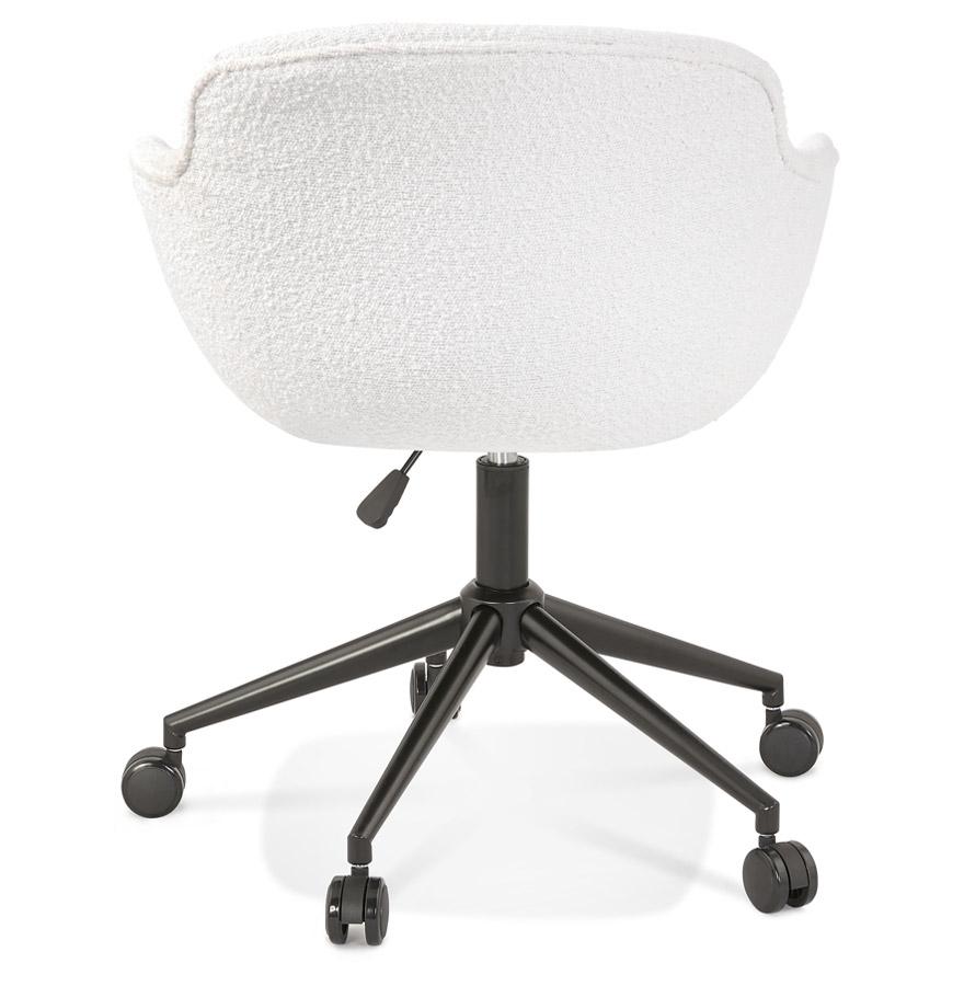 Kokoon Design VIVIANE' Swivel Office Chair In White Bouclé Fabric On Casters