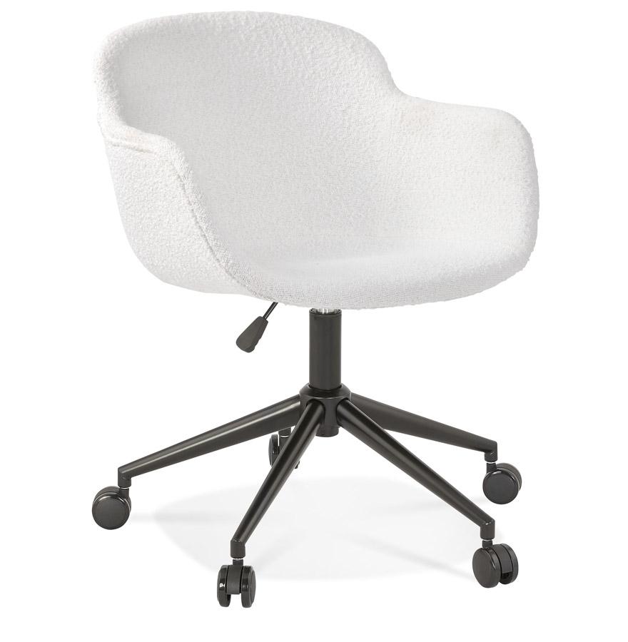 kokoon design VIVIANE' swivel office chair in white Bouclé fabric on casters