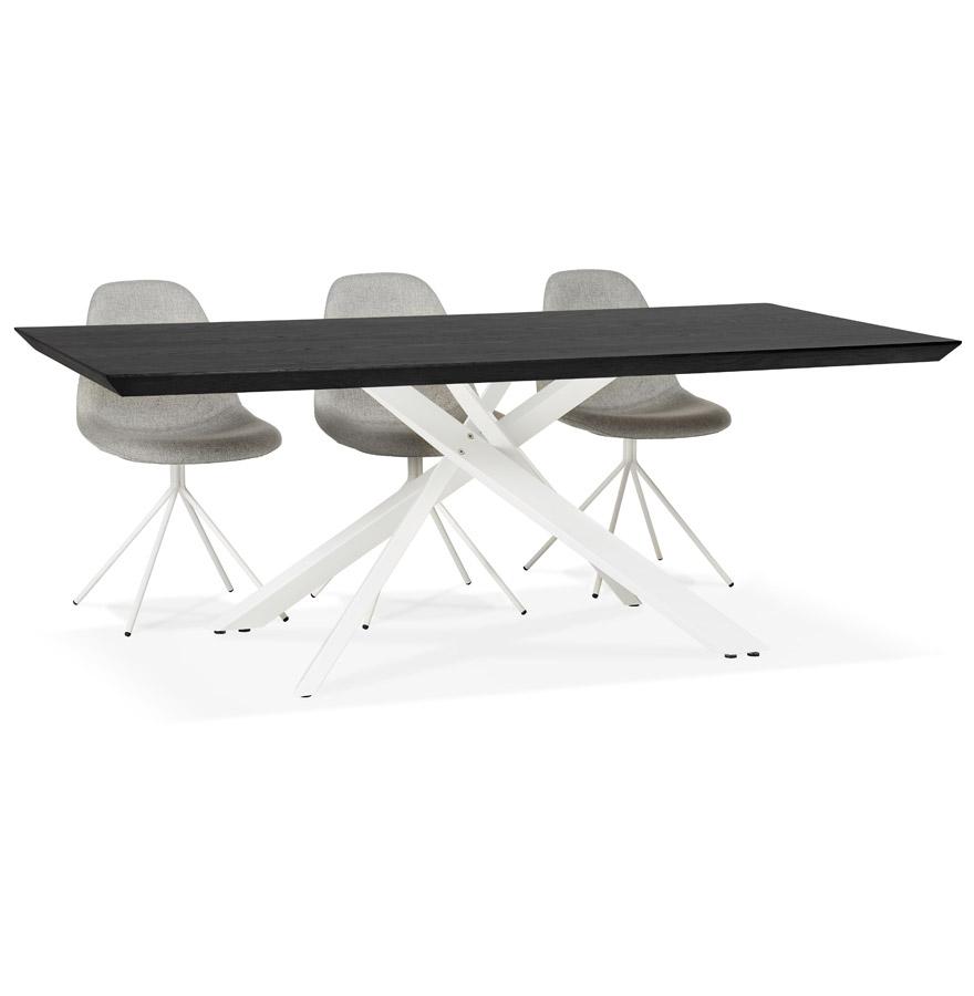 Kokoon Design WALABY' Designer Dining Table In Black Wood With Central White X-shaped Leg - 200x100 Cm