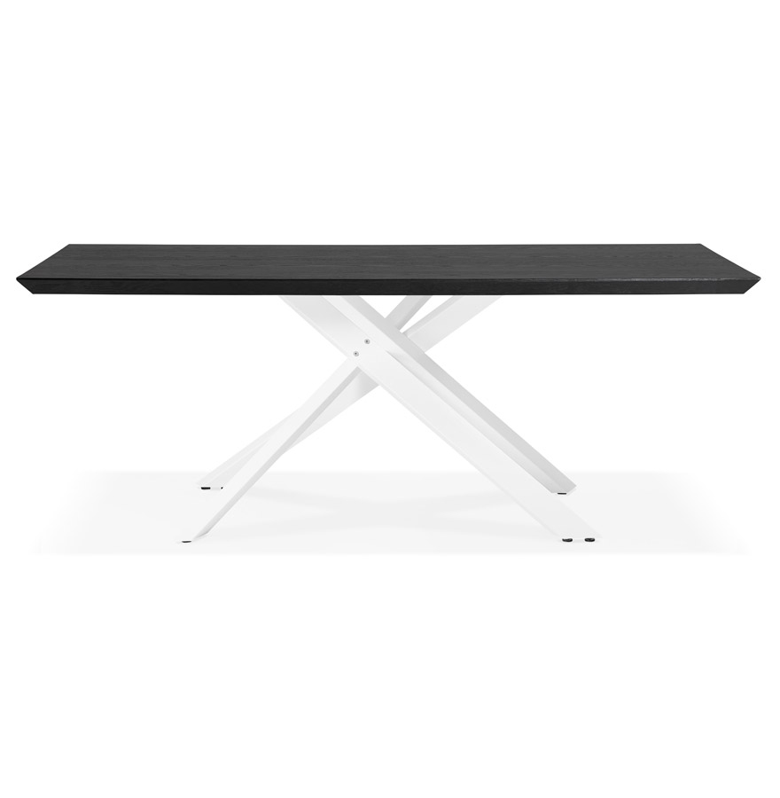 Kokoon Design WALABY' Designer Dining Table In Black Wood With Central White X-shaped Leg - 200x100 Cm