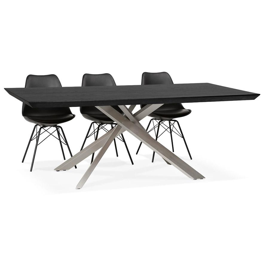 Kokoon Design WALABY' Designer Dining Table In Black Wood With Central Metal Leg - 200x100 Cm