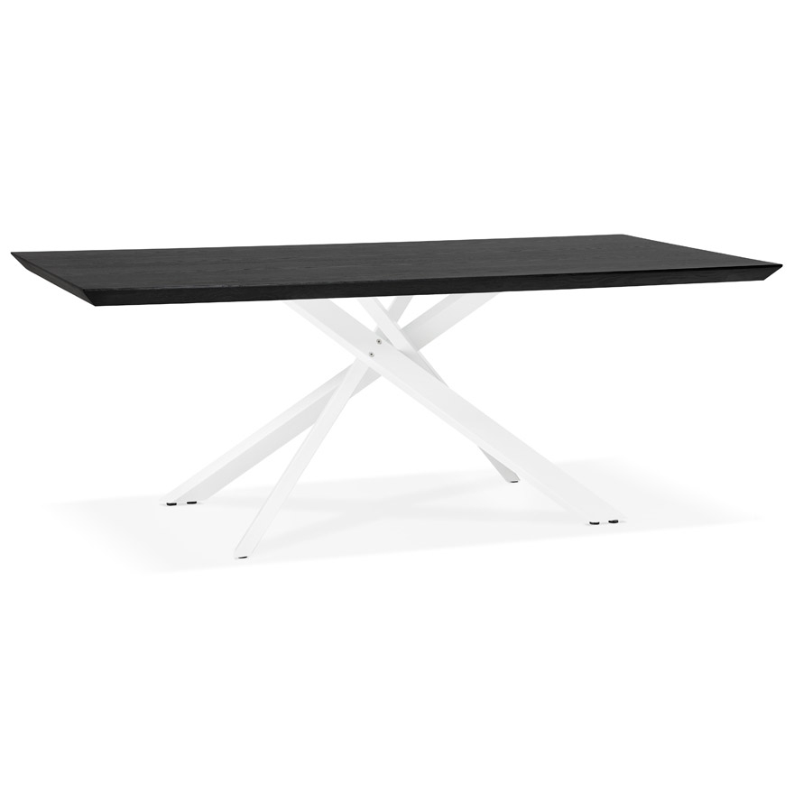 kokoon design WALABY' designer dining table in black wood with central white x-shaped leg - 200x100 cm