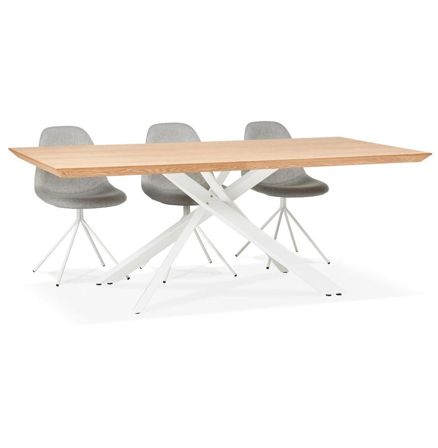 Kokoon Design WALABY' Dining Table In Natural Finish Wood With Central White X-shaped Leg - 200x100 Cm