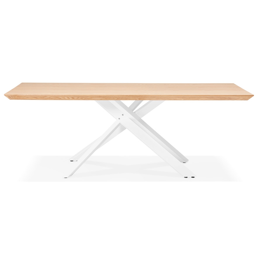 Kokoon Design WALABY' Dining Table In Natural Finish Wood With Central White X-shaped Leg - 200x100 Cm