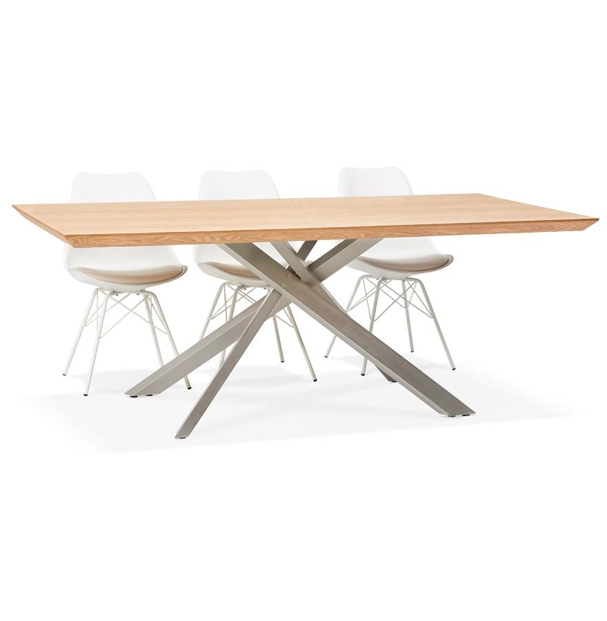 Kokoon Design WALABY' Dining Table In Natural Finish Wood With Central Metal Leg - 200x100 Cm