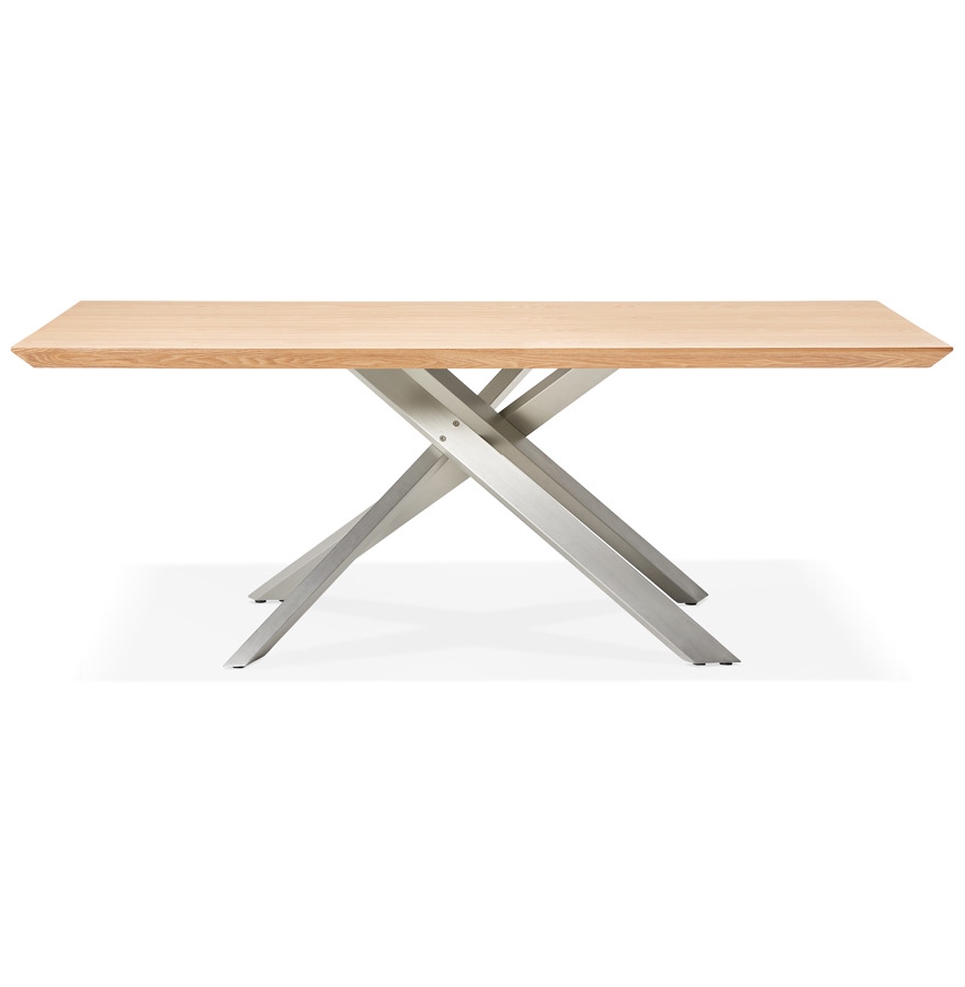 Kokoon Design WALABY' Dining Table In Natural Finish Wood With Central Metal Leg - 200x100 Cm