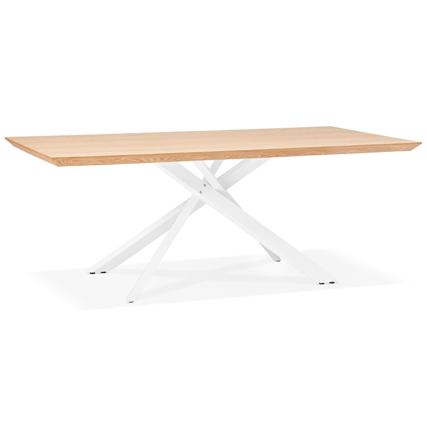 kokoon design WALABY' dining table in natural finish wood with central white x-shaped leg - 200x100 cm