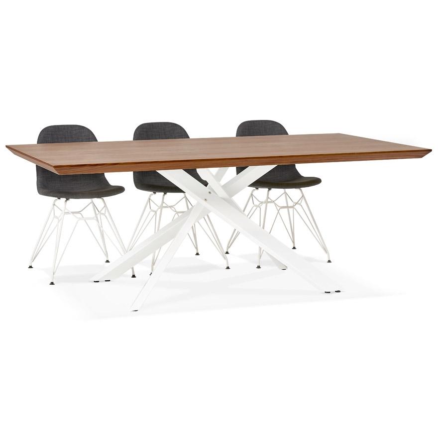 Kokoon Design WALABY' Dining Table In Walnut Finish Wood With Central White X-shaped Leg - 200x100 Cm