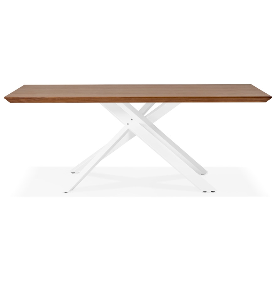 Kokoon Design WALABY' Dining Table In Walnut Finish Wood With Central White X-shaped Leg - 200x100 Cm
