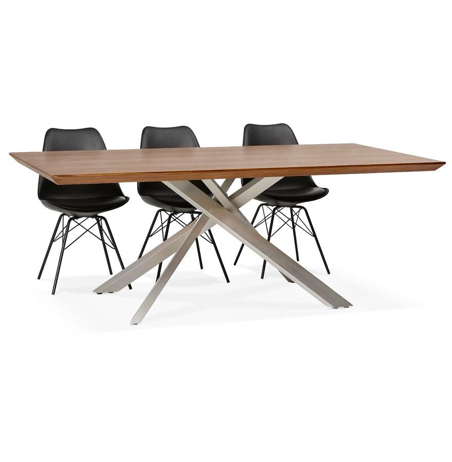 Kokoon Design WALABY' Dining Table In Walnut Finish Wood With Central Metal Leg - 200x100 Cm
