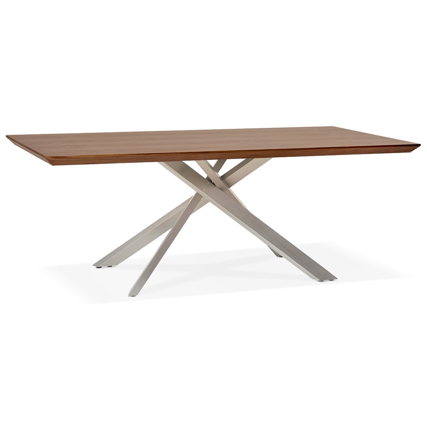 kokoon design WALABY' dining table in Walnut finish wood with central metal leg - 200x100 cm