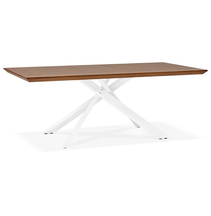 kokoon design WALABY' dining table in walnut finish wood with central white x-shaped leg - 200x100 cm