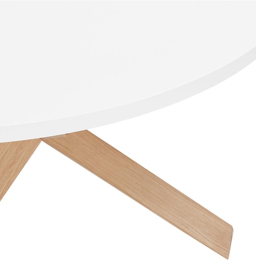 Kokoon Design White And Solid Oak 'MARVEL' Round Living Room Coffee Table - Ø 80 Cm