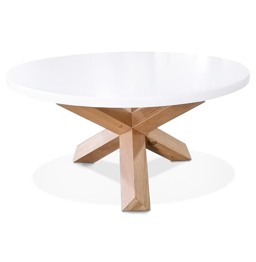 kokoon design White and solid oak 'MARVEL' round living room coffee table - Ø 80 cm