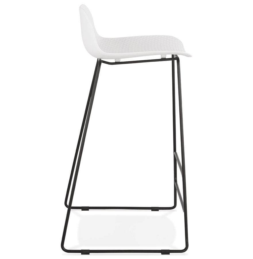 Kokoon Design White 'BABYLOS' Designer Bar Stool With Black Metal Legs