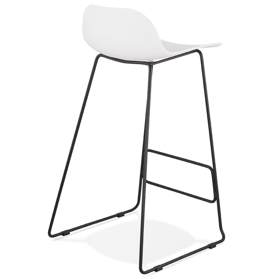 Kokoon Design White 'BABYLOS' Designer Bar Stool With Black Metal Legs