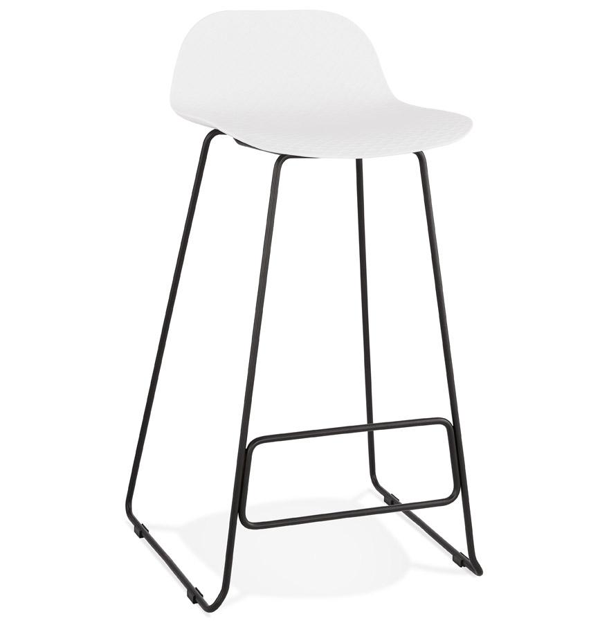 kokoon design White 'BABYLOS' designer bar stool with black metal legs