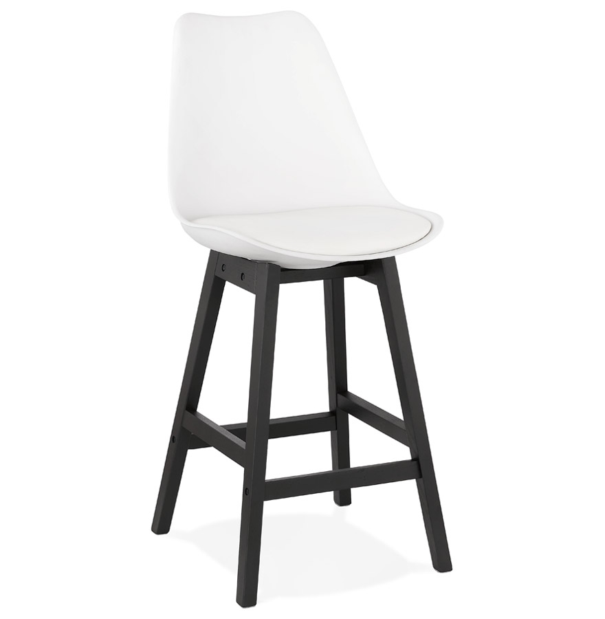 kokoon design White 'CAMILA MINI' mid-height snack stool with black wooden base