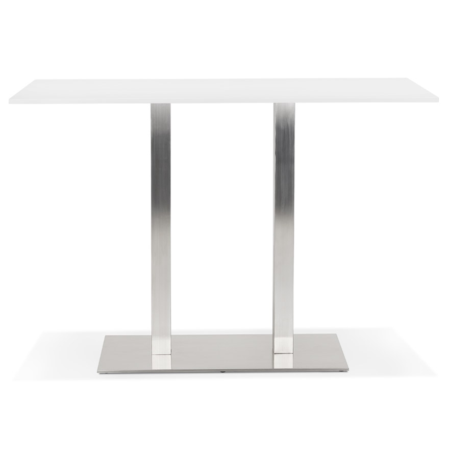 Kokoon Design White 'DENVER BAR' Design High Table With Brushed Metal Base - 160x80 Cm