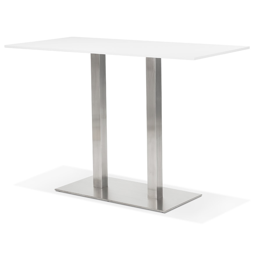 Kokoon Design White 'DENVER BAR' Design High Table With Brushed Metal Base - 160x80 Cm