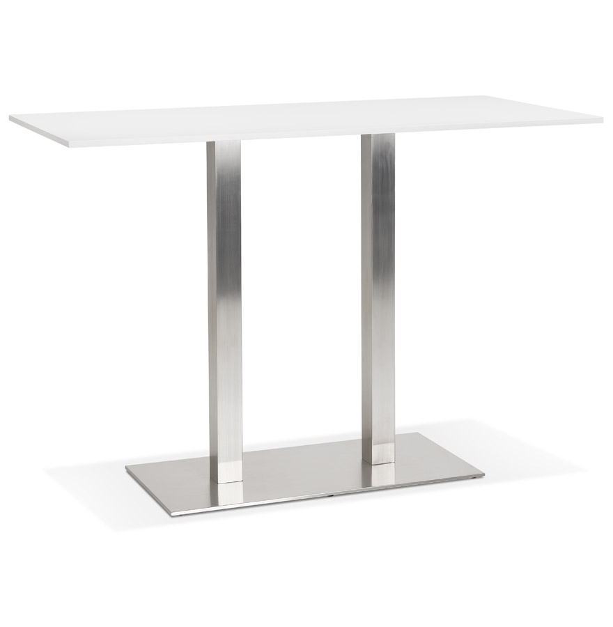 kokoon design White 'DENVER BAR' design high table with brushed metal base - 160x80 cm