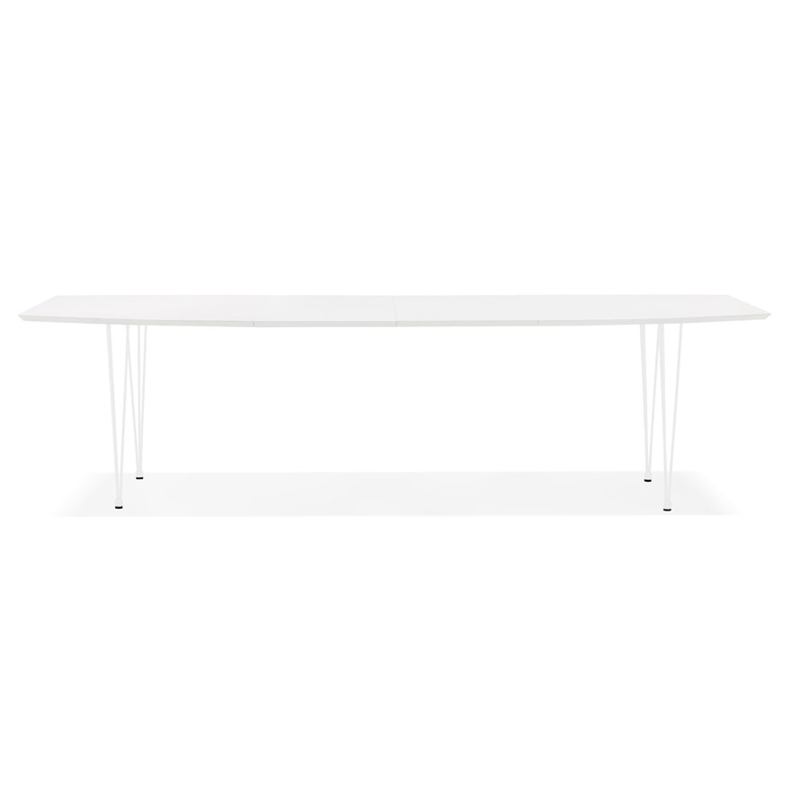 Kokoon Design White Extendable Designer Dining Table 'HUSKI' With White Metal Legs - 170(270)x100 Cm