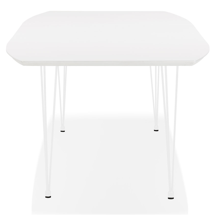 Kokoon Design White Extendable Designer Dining Table 'HUSKI' With White Metal Legs - 170(270)x100 Cm