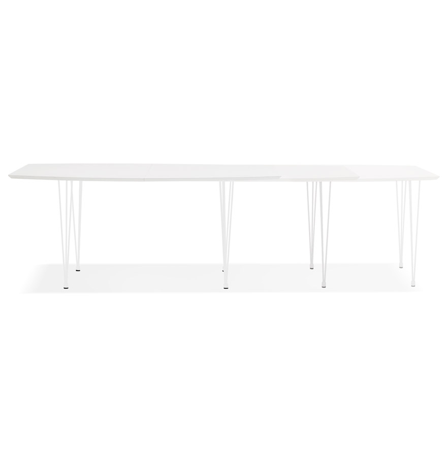 Kokoon Design White Extendable Designer Dining Table 'HUSKI' With White Metal Legs - 170(270)x100 Cm