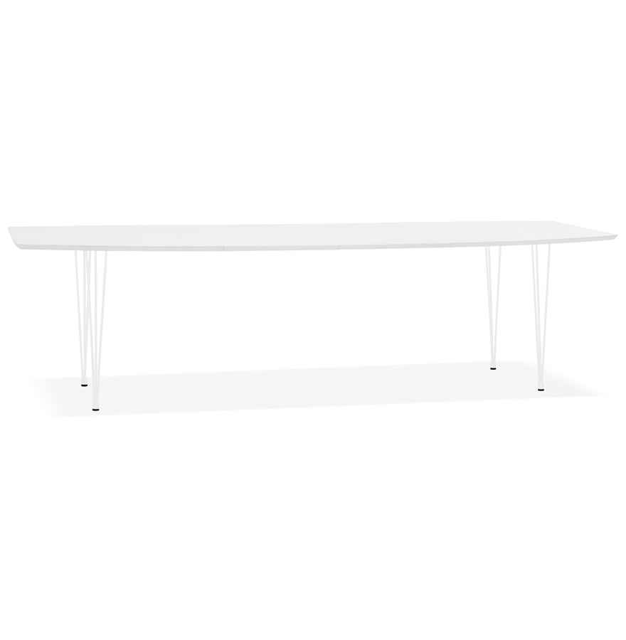 kokoon design White extendable designer dining table 'HUSKI' with white metal legs - 170(270)x100 cm