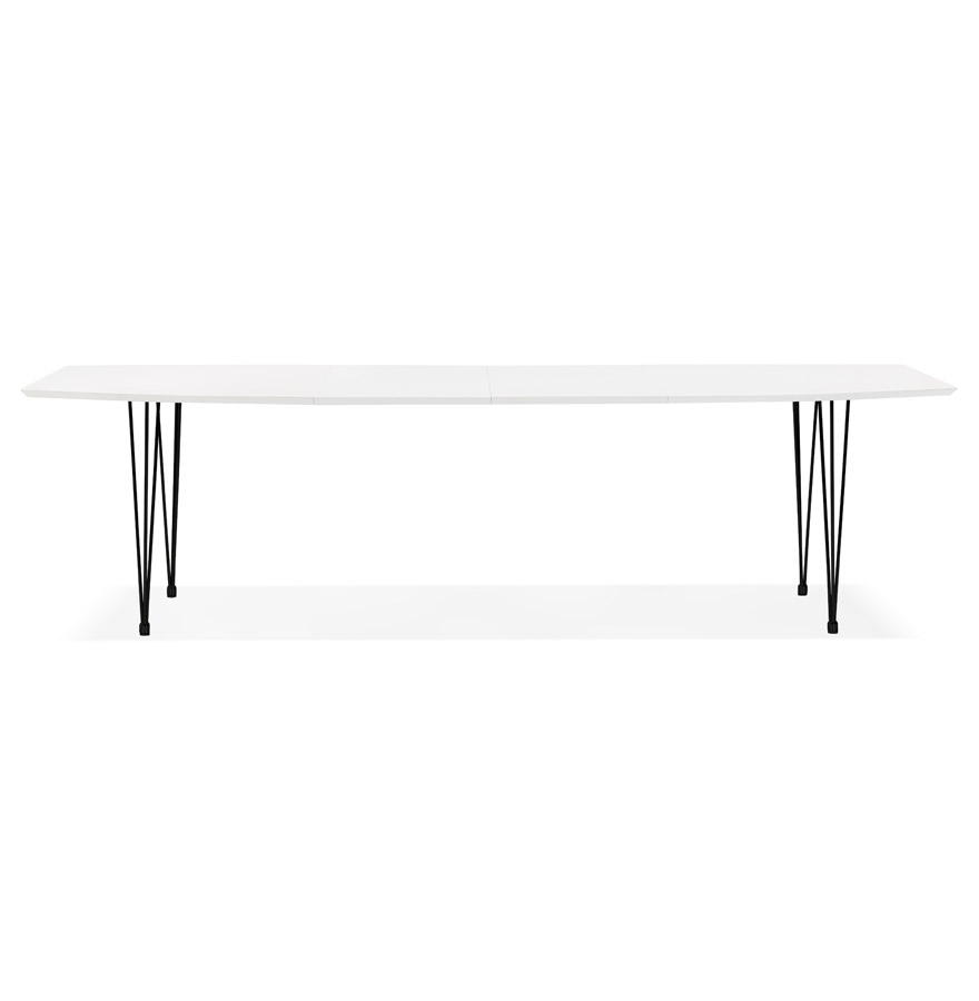Kokoon Design White 'HUSKI' Extendable Designer Dining Table With Black Industrial Style Legs - 170(270)x100 Cm
