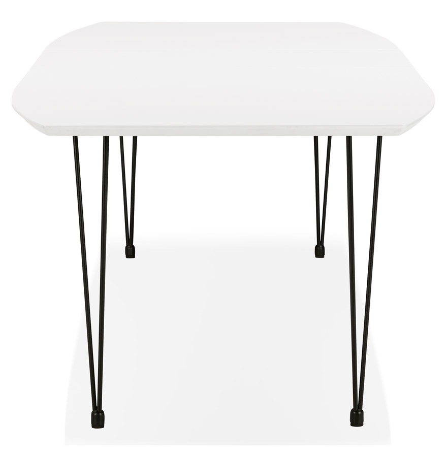 Kokoon Design White 'HUSKI' Extendable Designer Dining Table With Black Industrial Style Legs - 170(270)x100 Cm