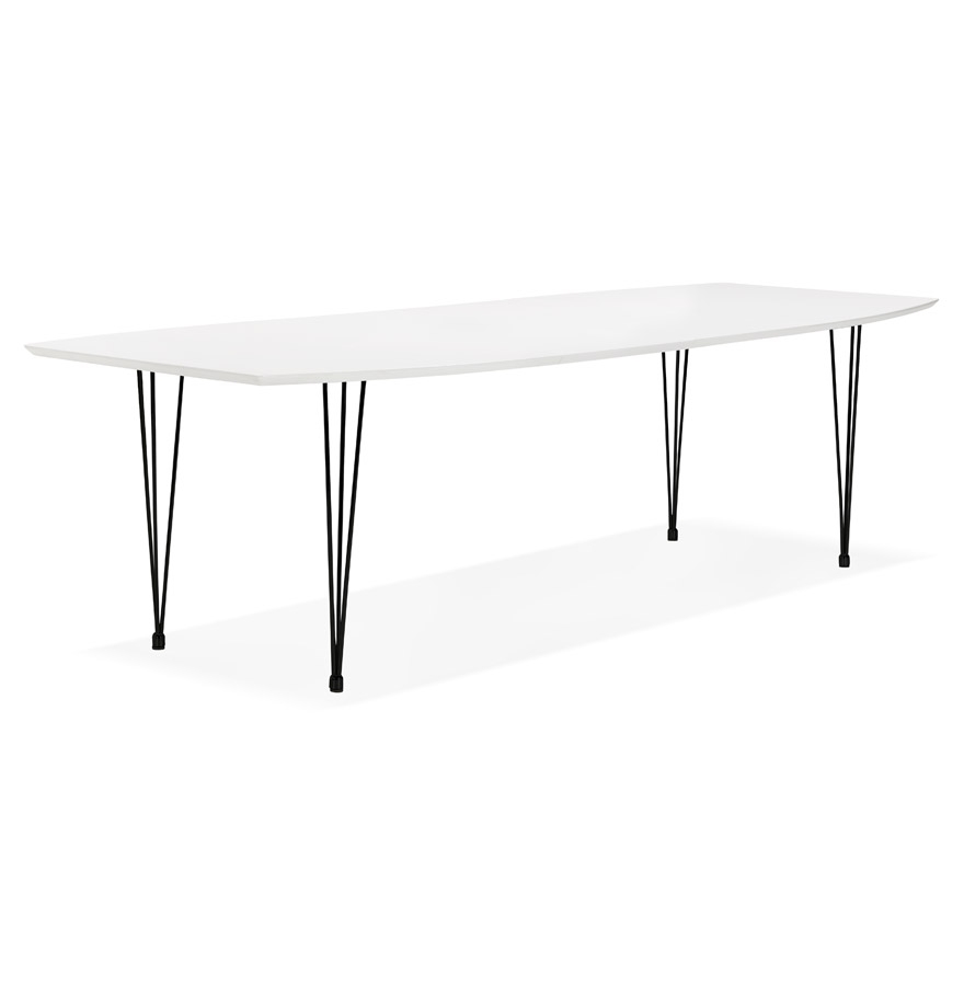Kokoon Design White 'HUSKI' Extendable Designer Dining Table With Black Industrial Style Legs - 170(270)x100 Cm