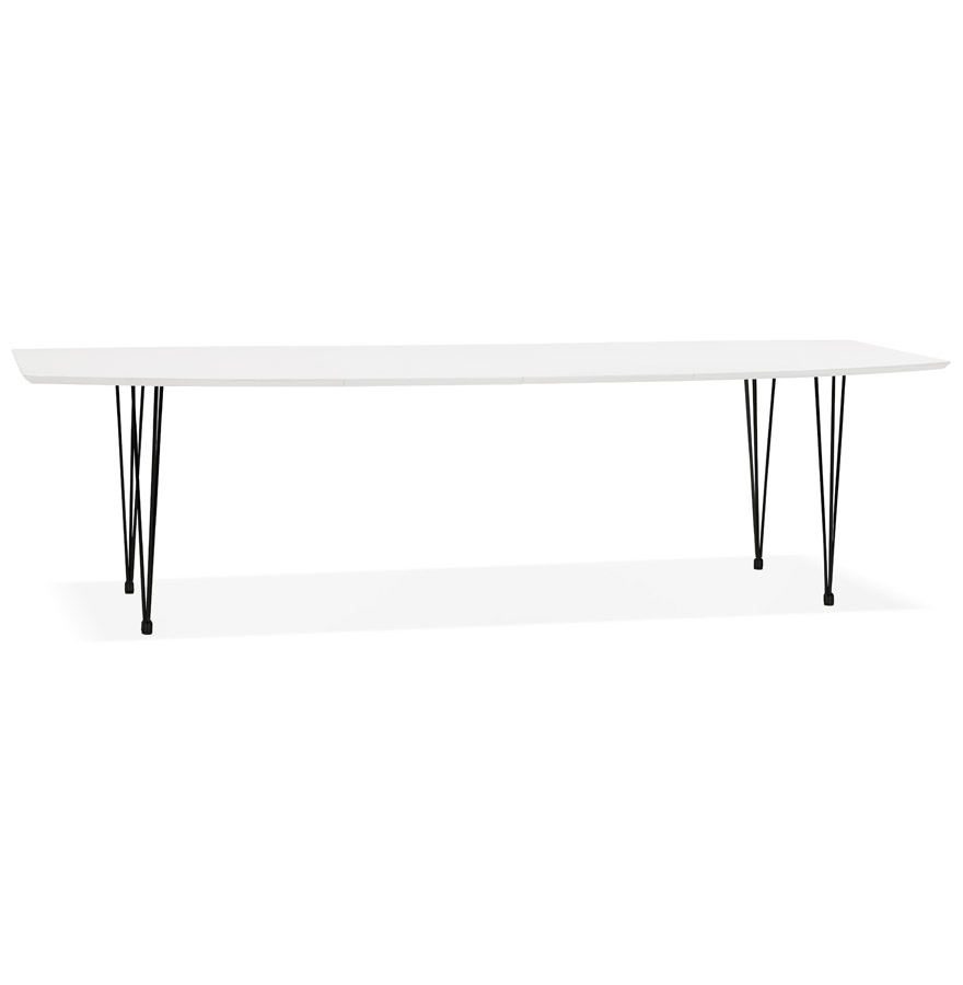 kokoon design White 'HUSKI' extendable designer dining table with black industrial style legs - 170(270)x100 cm kokoon design White 'HUSKI' extendable designer dining table with black industrial style legs - 170(270)x100 cm