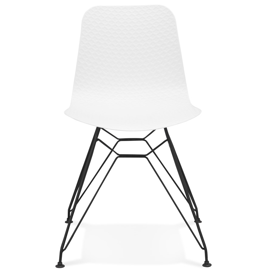 Kokoon Design White Industrial Style 'GAUDY' Designer Chair With Black Metal Base