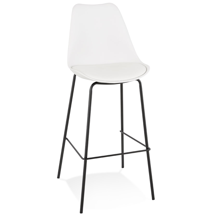 kokoon design White 'LEMON' designer bar stool with black metal leg