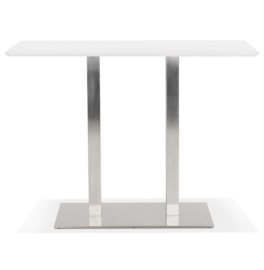 Kokoon Design White 'MAMBO BAR' Designer High Table With Brushed Metal Leg - 150x70 Cm