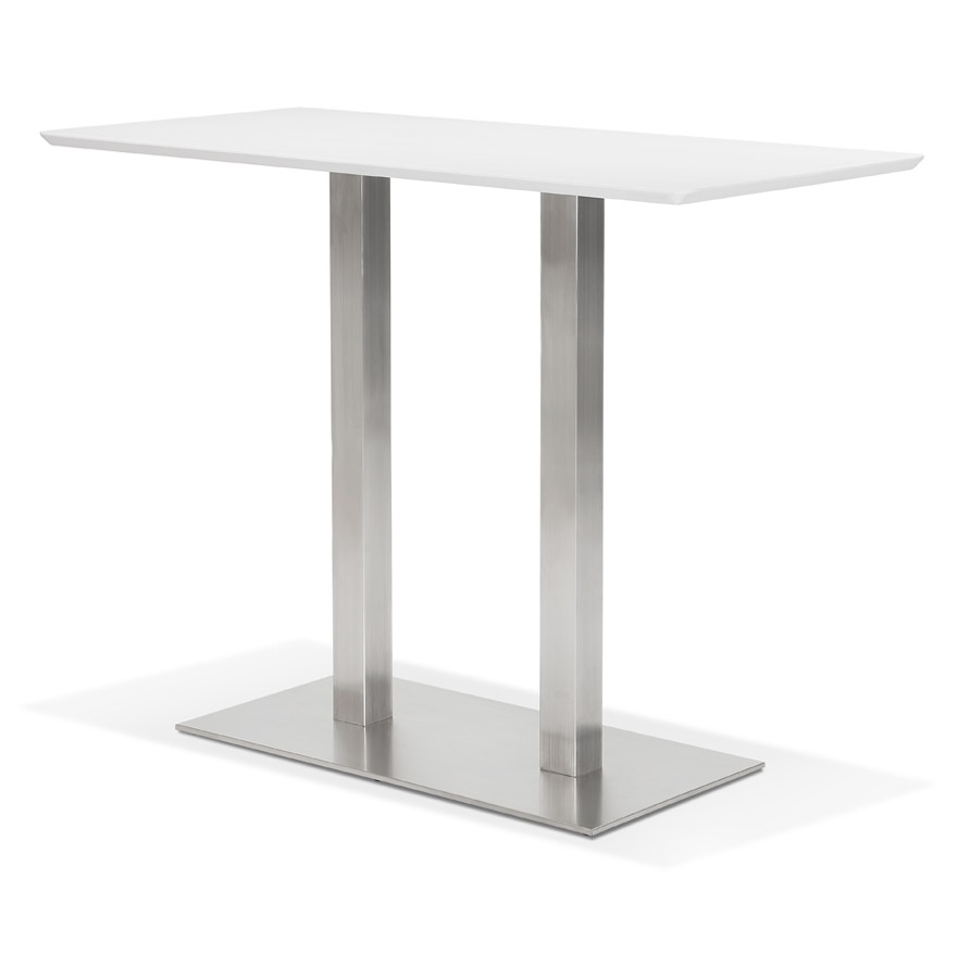 Kokoon Design White 'MAMBO BAR' Designer High Table With Brushed Metal Leg - 150x70 Cm