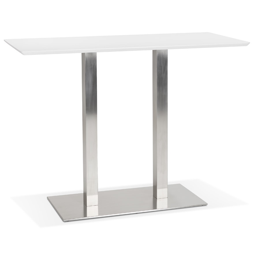 kokoon design White 'MAMBO BAR' designer high table with brushed metal leg - 150x70 cm