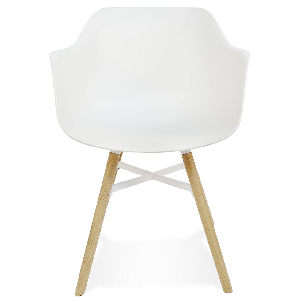 Kokoon Design White 'MELIS' Chair With Armrests With Metal And Natural Wood Legs