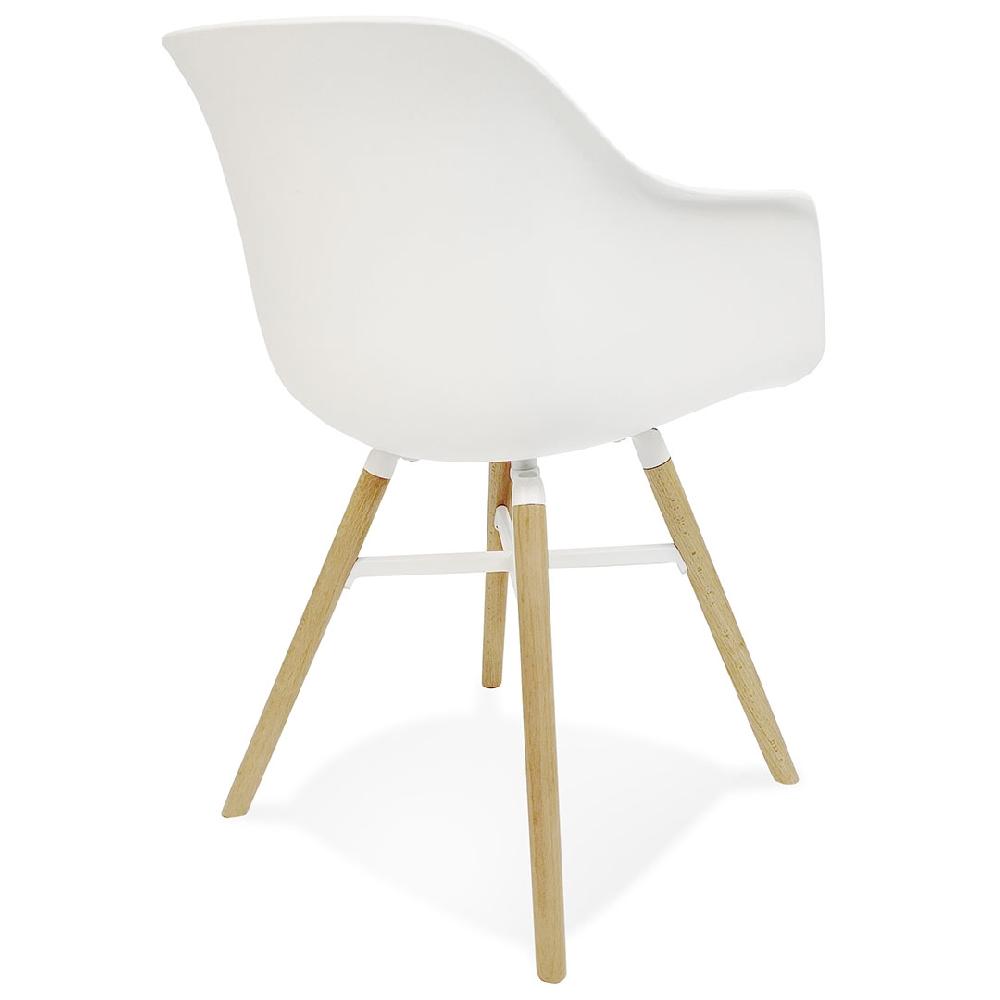 Kokoon Design White 'MELIS' Chair With Armrests With Metal And Natural Wood Legs