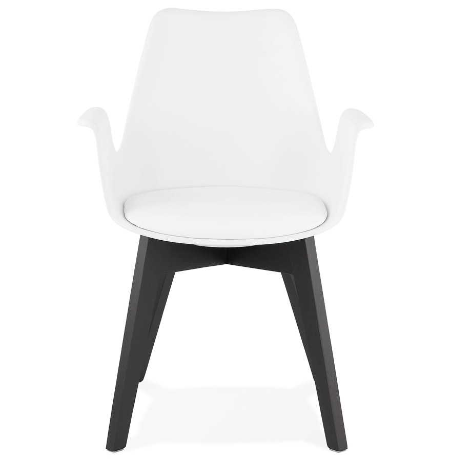 Kokoon Design White 'MISTRAL' Chair With Armrests With Black Wooden Legs