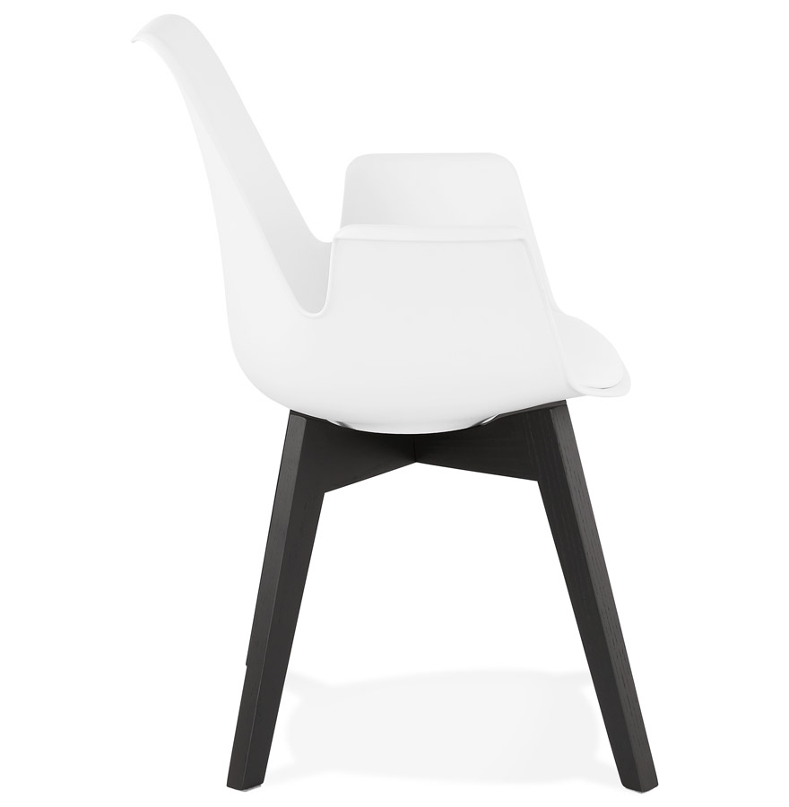 Kokoon Design White 'MISTRAL' Chair With Armrests With Black Wooden Legs