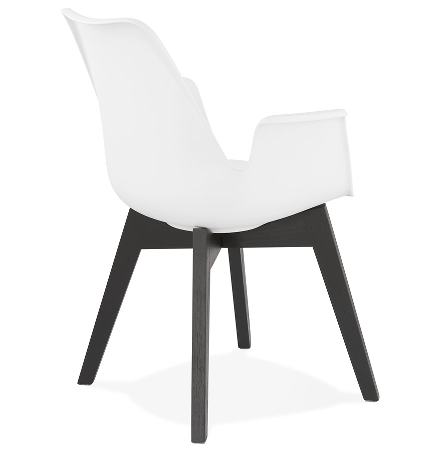 Kokoon Design White 'MISTRAL' Chair With Armrests With Black Wooden Legs