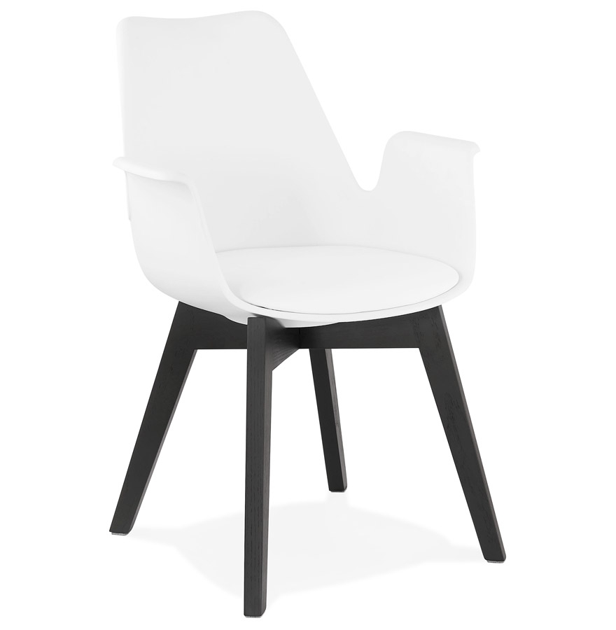 kokoon design White 'MISTRAL' chair with armrests with black wooden legs