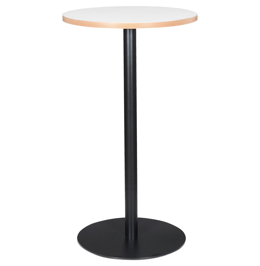 kokoon design White round 'POLLUX ROUND' high bar with black foot - Ø 60 cm