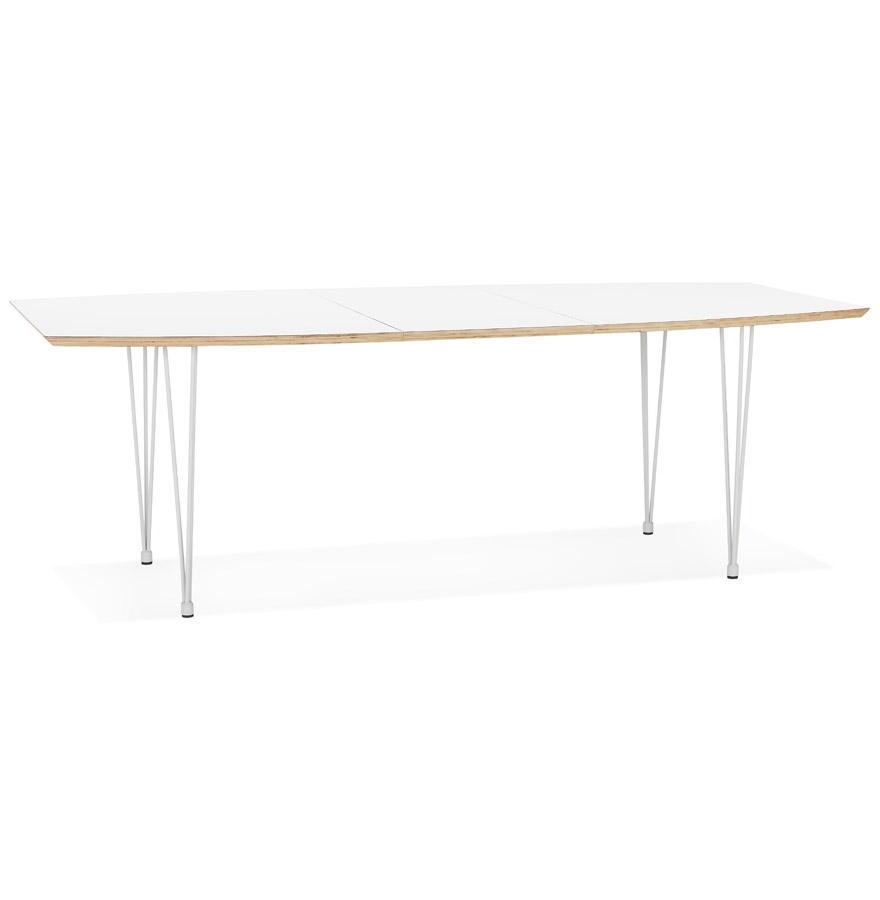 Kokoon Design White 'TADAM' Extendable Dining Table With White Metal Legs - 170(270)x100 Cm