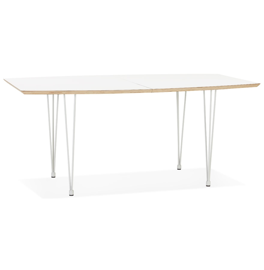 Kokoon Design White 'TADAM' Extendable Dining Table With White Metal Legs - 170(270)x100 Cm